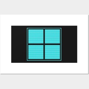 Stars Dressed in Blue. A funky retro geometric pattern in aqua and teal. Posters and Art